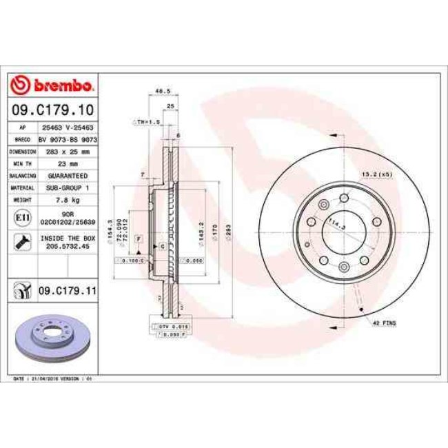 2 Disques De Frein Brembo Vernis Uv 09.c179.11