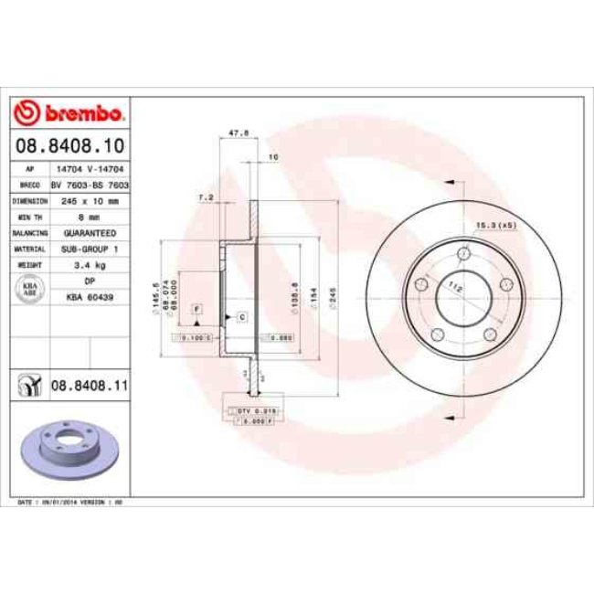 2 Disques De Frein Brembo Vernis Uv 08.8408.11