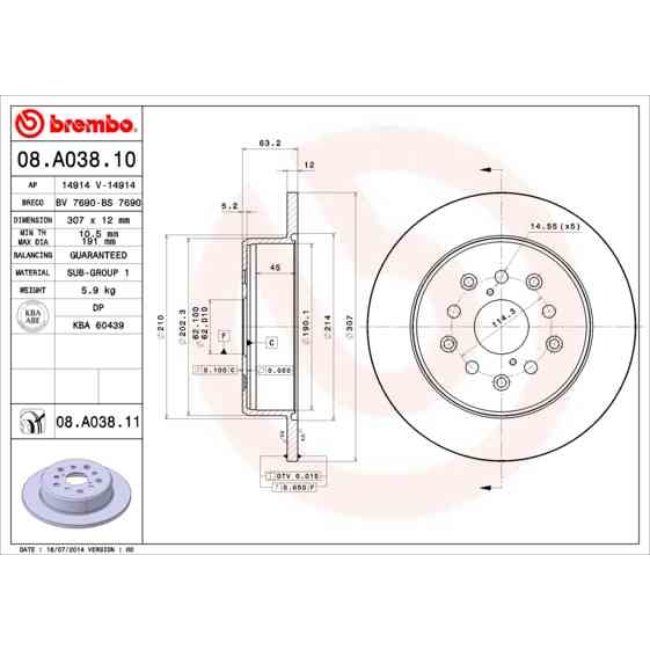 2 Disques De Frein Brembo Vernis Uv 08.a038.11