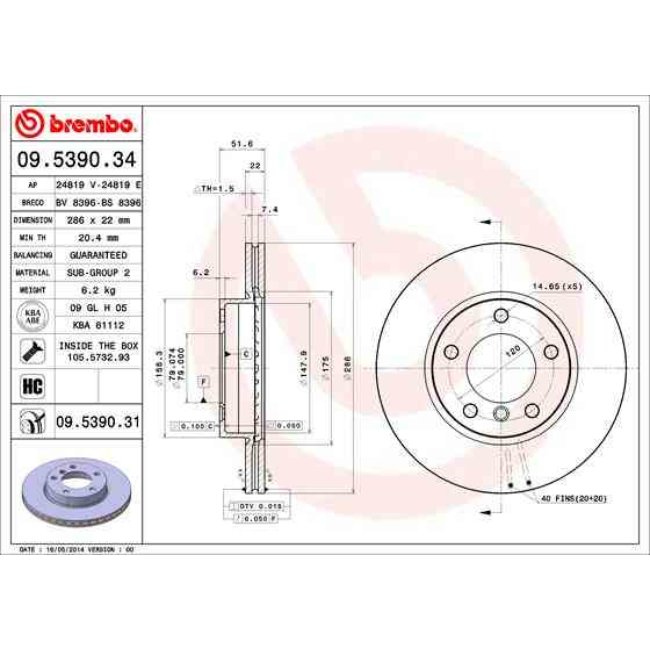 2 Disques De Frein Brembo Vernis Uv 09.5390.31