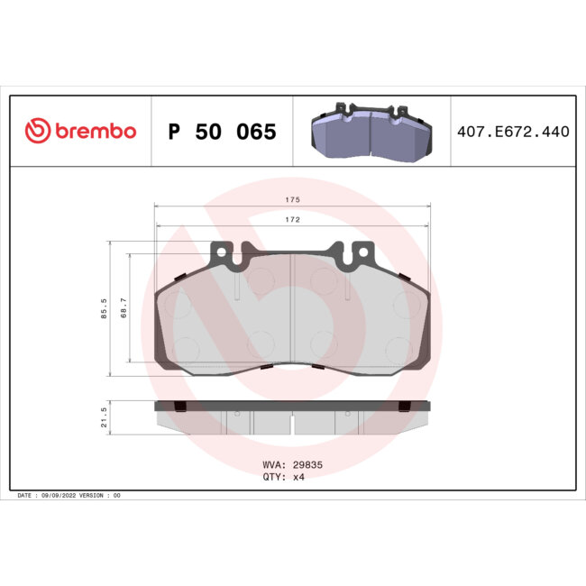 4 Plaquettes De Frein Brembo P50065