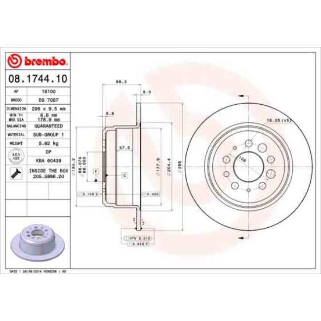 2 Disques De Frein Brembo 08.1744.10