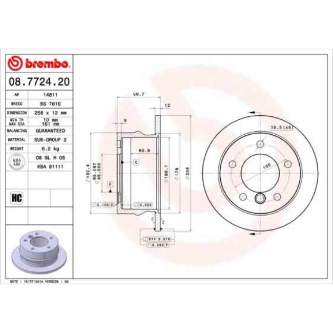 1 Disque De Frein Brembo 08.7724.20