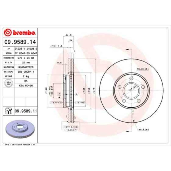 2 Disques De Frein Brembo Vernis Uv 09.9589.11