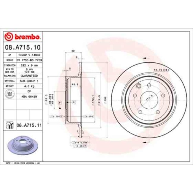 2 Disques De Frein Brembo Vernis Uv 08.a715.11
