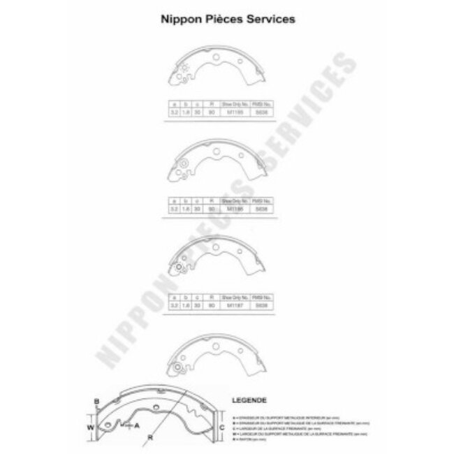 Jeu De 4 Mâchoires De Frein Nps N350n43