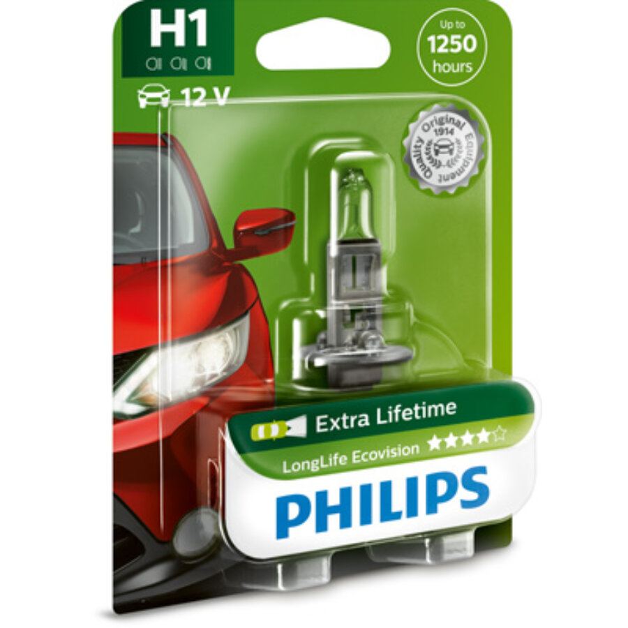 1 Ampoule PHILIPS H1 LongLife Ecovision 35 W 12 V