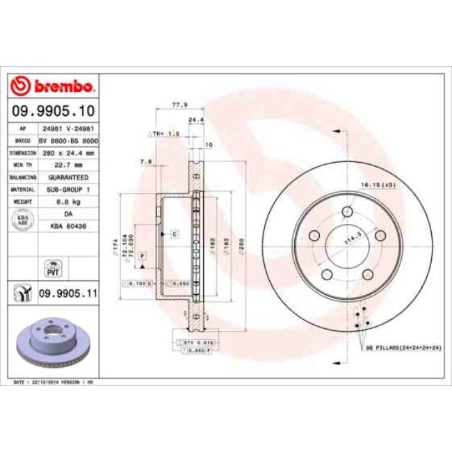 2 Disques De Frein Brembo Vernis Uv 09.9905.11