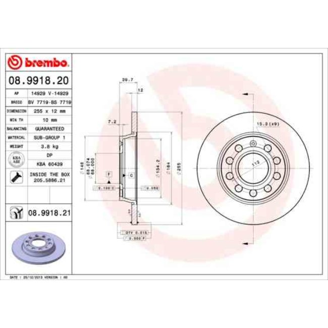 2 Disques De Frein Brembo Vernis Uv 08.9918.21