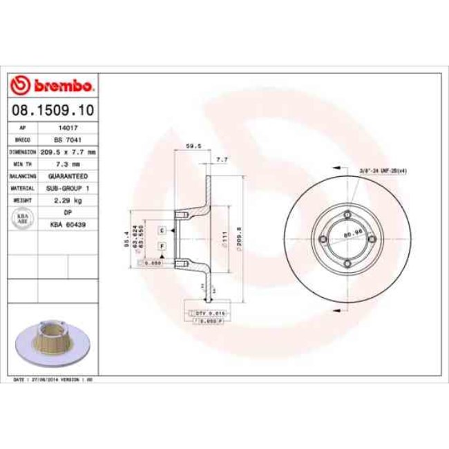 2 Disques De Frein Brembo 08.1509.10