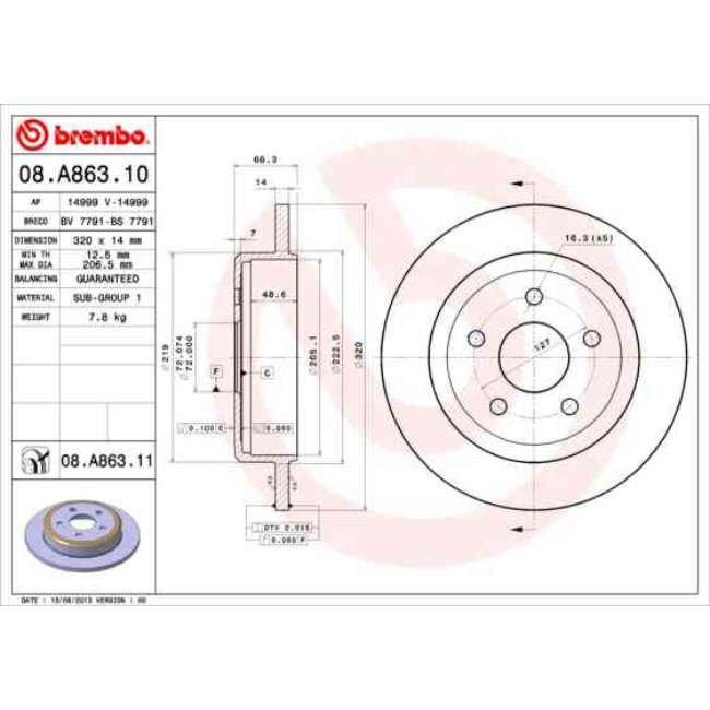 2 Disques De Frein Brembo Vernis Uv 08.a863.11