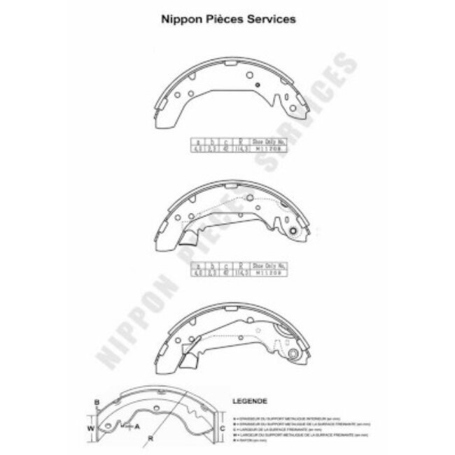 Jeu De 4 Mâchoires De Frein Nps H350i26