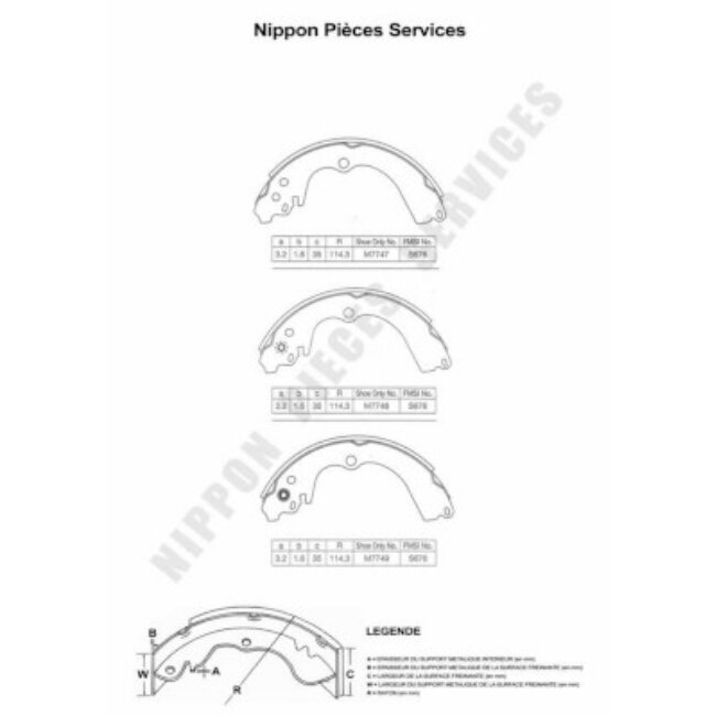 Jeu De 4 Mâchoires De Frein Nps S350u04