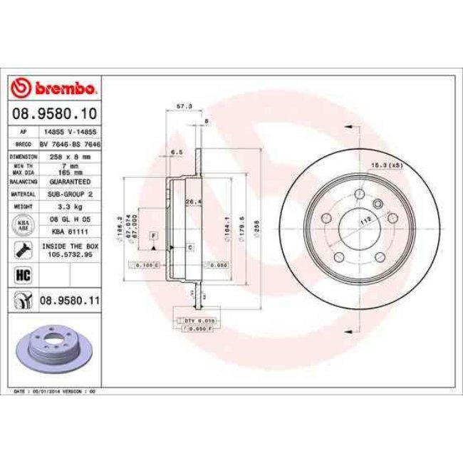 2 Disques De Frein Brembo Vernis Uv 08.9580.11