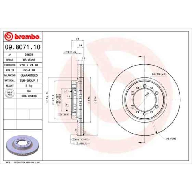 2 Disques De Frein Brembo Vernis Uv 09.8071.11