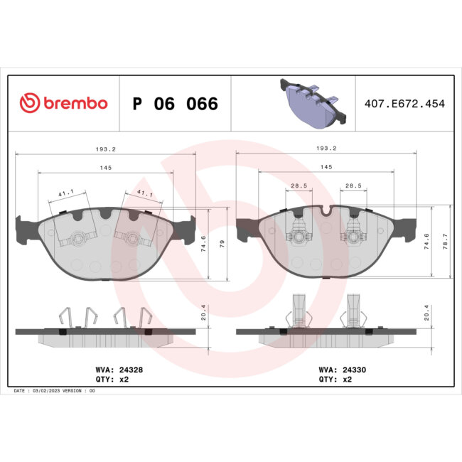 4 Plaquettes De Frein Brembo P06066