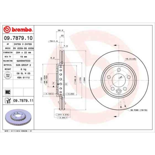 2 Disques De Frein Brembo Vernis Uv 09.7879.11