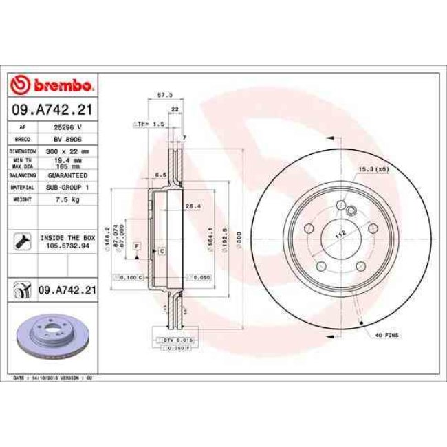 2 Disques De Frein Brembo Vernis Uv 09.a742.21