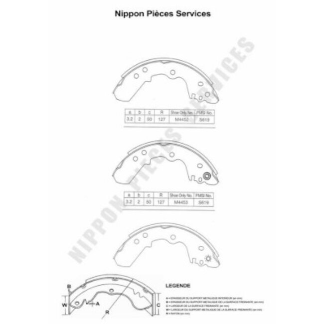 Jeu De 4 Mâchoires De Frein Nps I350u04