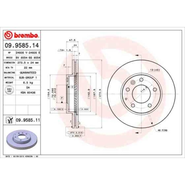 2 Disques De Frein Brembo Vernis Uv 09.9585.11