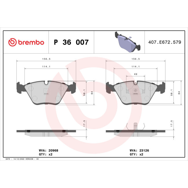 4 Plaquettes De Frein Brembo P36007