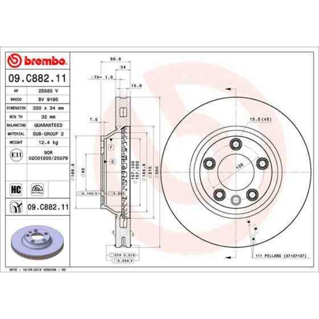 1 Disque De Frein Brembo Vernis Uv 09c88211