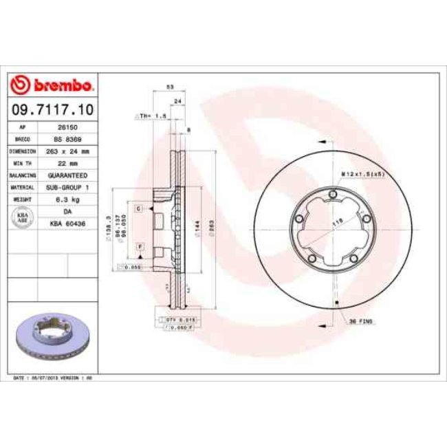 2 Disques De Frein Brembo 09.7117.10