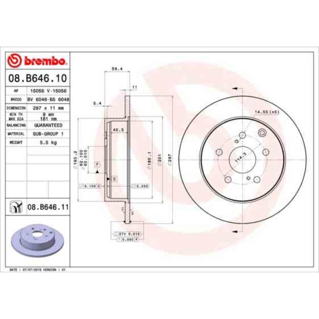 2 Disques De Frein Brembo Vernis Uv 08.b646.11
