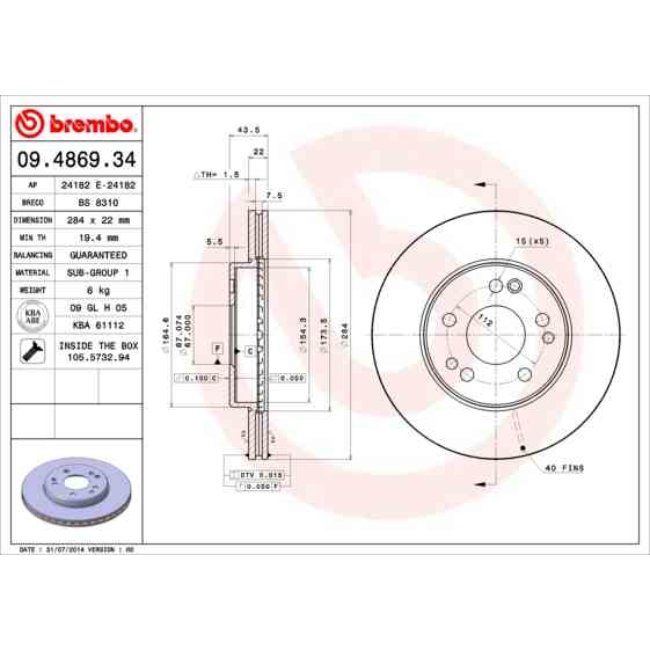 2 Disques De Frein Brembo 09.4869.34