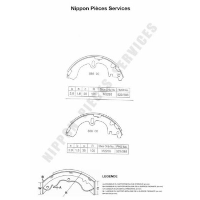 Jeu De 4 Mâchoires De Frein Nps T350a01