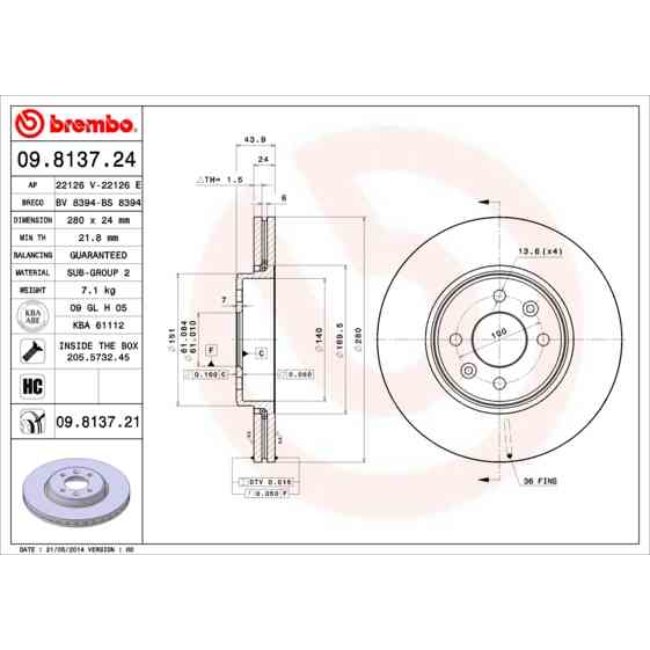 2 Disques DeFrein Brembo Vernis Uv 09.8137.21