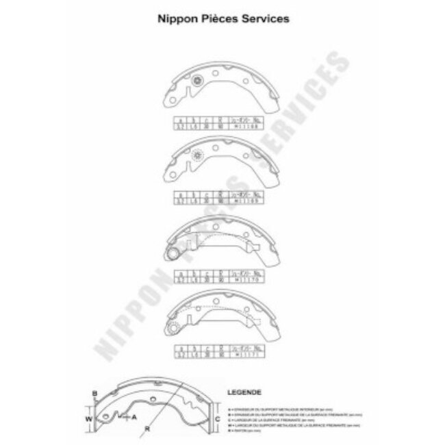 Jeu De 4 Mâchoires De Frein Nps D350o03