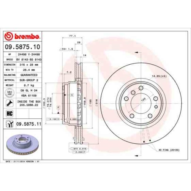 2 Disques De Frein Brembo Vernis Uv 09.5875.11
