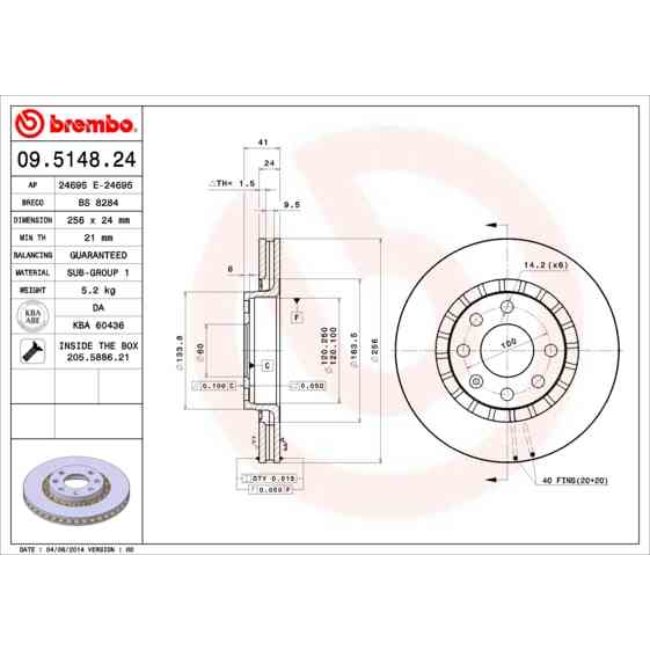 2 Disques De Frein Brembo 09.5148.24