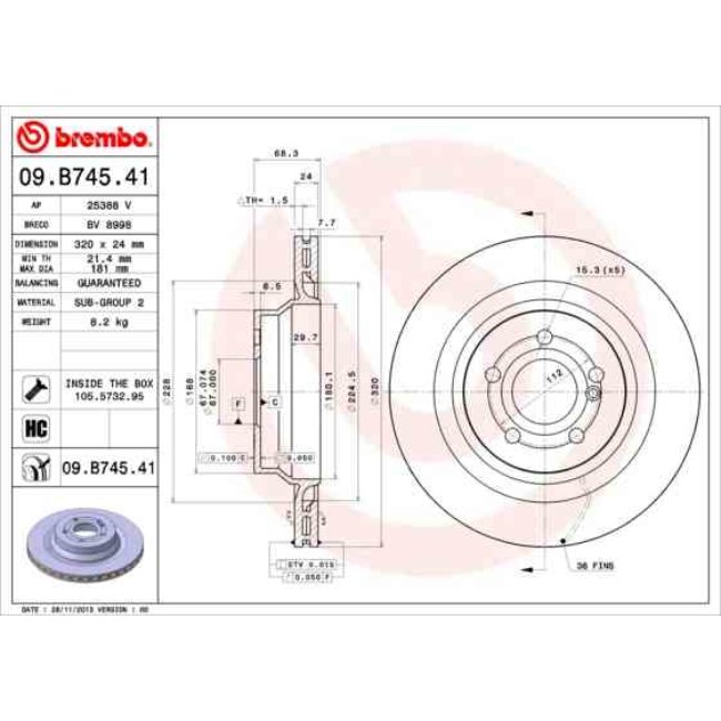 2 Disques De Frein Brembo Vernis Uv 09.b745.41