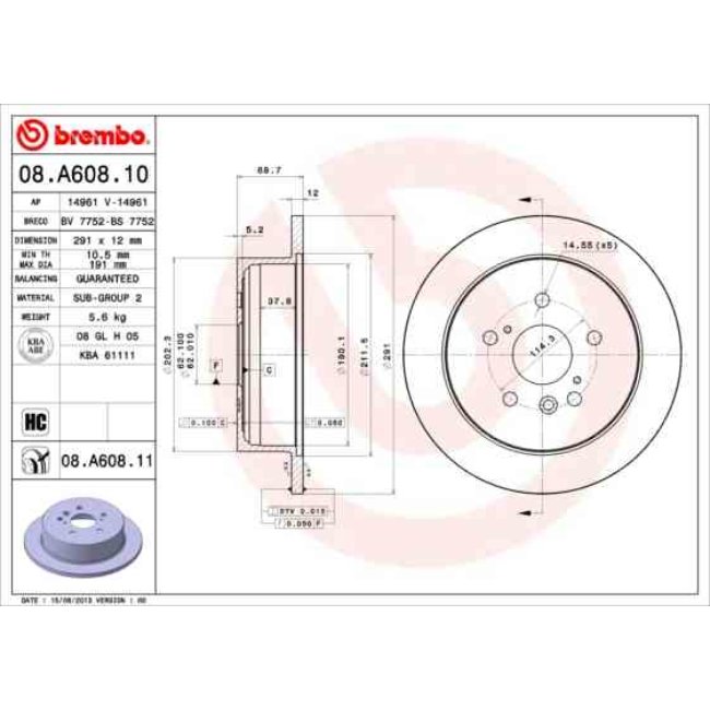 2 Disques De Frein Brembo Vernis Uv 08.a608.11