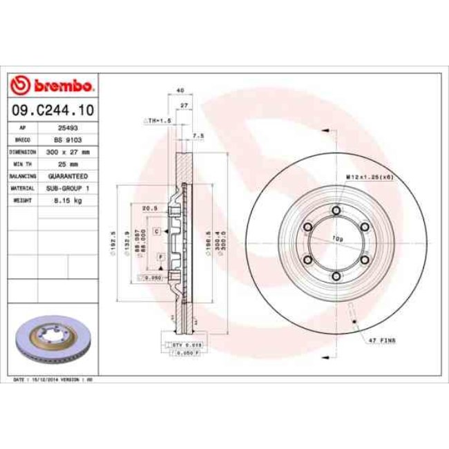 2 Disques De Frein Brembo 09.c244.10