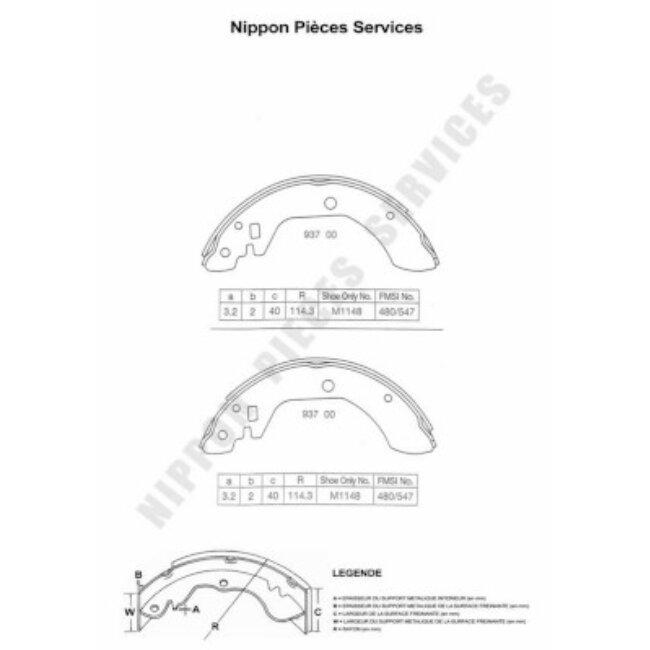 Jeu De 4 Mâchoires De Frein Nps N350n06
