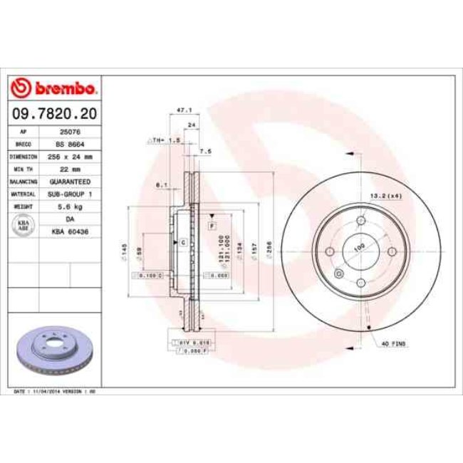 2 Disques De Frein Brembo 09.7820.20