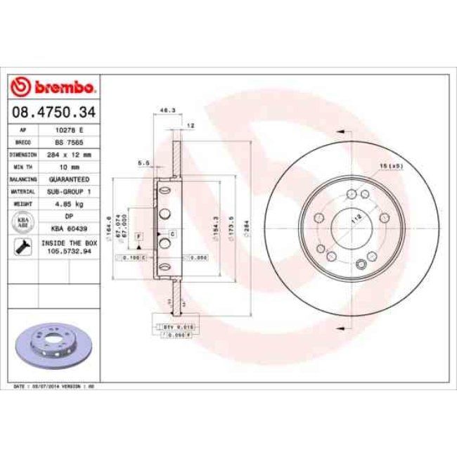 2 Disques De Frein Brembo 08.4750.34