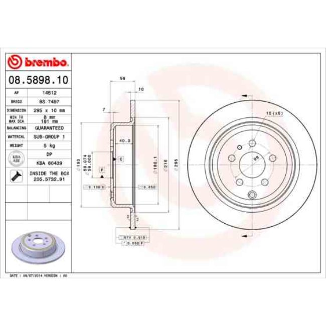 2 Disques De Frein Brembo 08.5898.10