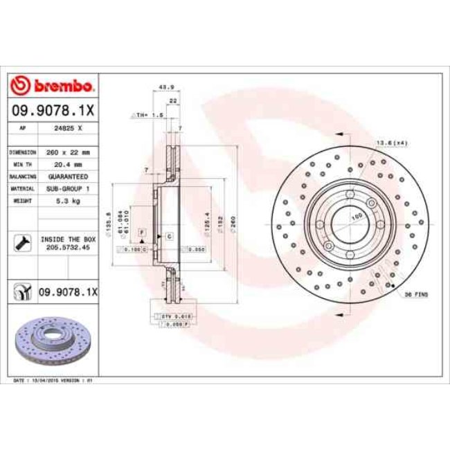 2 Disques De Frein Brembo Xtra Vernis Uv 09.9078.1x