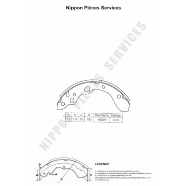 Jeu De 4 Mâchoires De Frein Nps M350a40