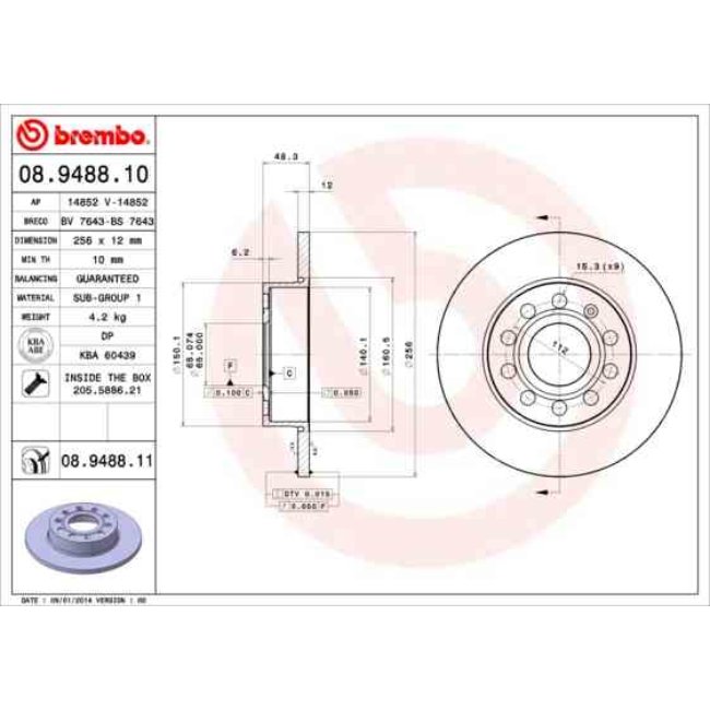 2 Disques De Frein Brembo Vernis Uv 08.9488.11