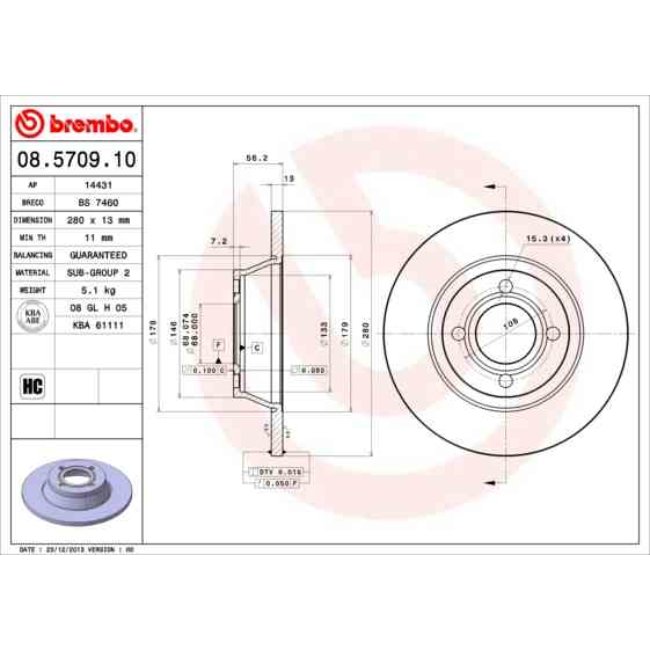 2 Disques De Frein Brembo 08.5709.10