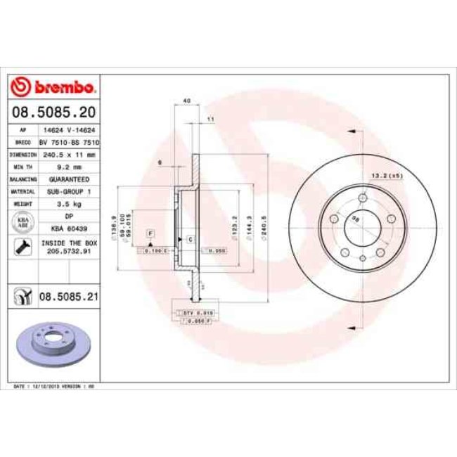 2 Disques De Frein Brembo Vernis Uv 08.5085.21
