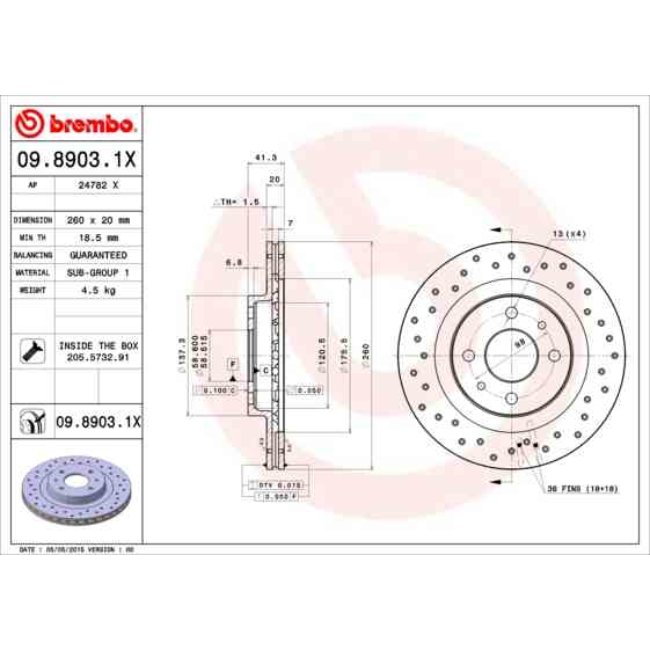 2 Disques De Frein Brembo Xtra Vernis Uv 09.8903.1x