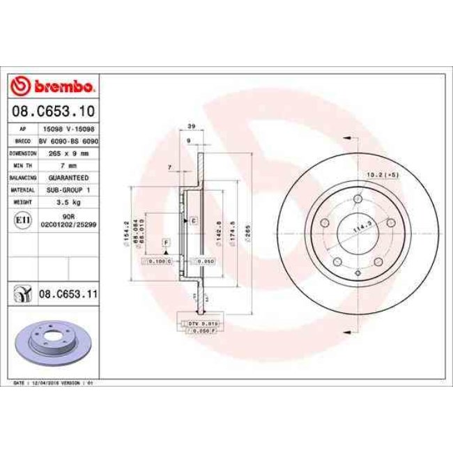2 Disques De Frein Brembo Vernis Uv 08.c653.11