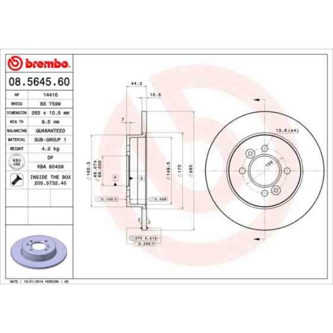 2 Disques De Frein Brembo 08.5645.60