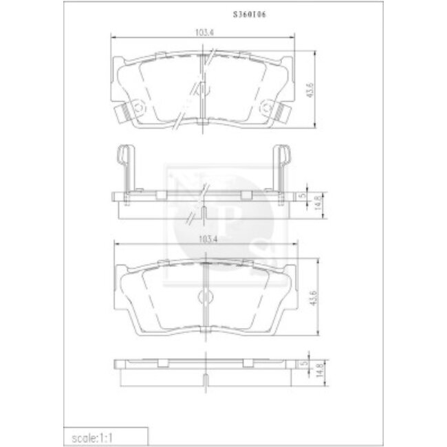 4 Plaquettes De Frein Nps S360i06